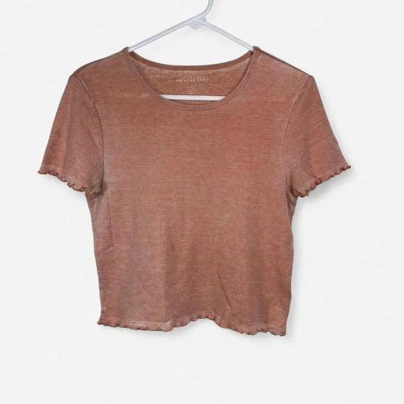 American Eagle Peach Waffle Knit Baby Tee - Picture 1 of 4
